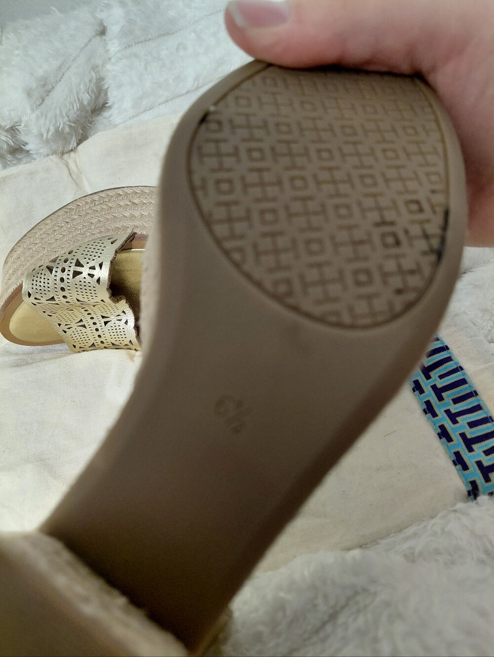 Tory Burch Gold Toned Espadrille Wedges - Picture 8 of 9